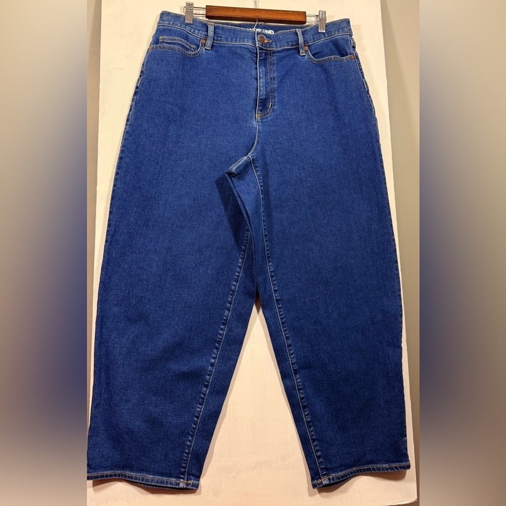 Lands' End Size 16 Women's Straight Leg Jeans in Deep Blue